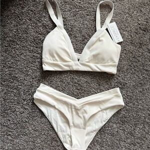 White Ribbed Bikini Set